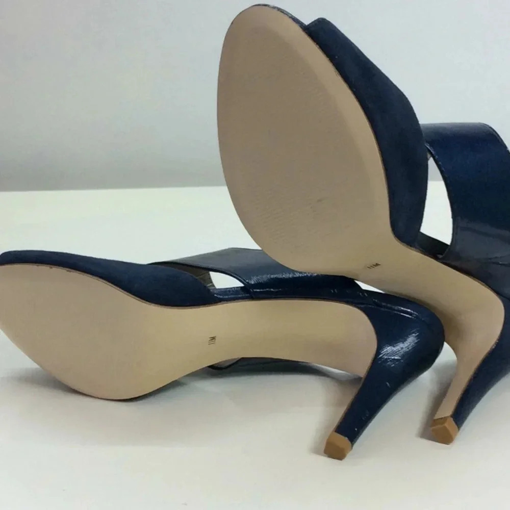 Navy Open Toe SlipOn Heeled Sandals - Picture 5 of 8